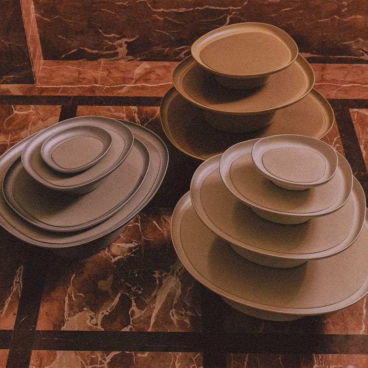 GIOBAGNARA | MARIS LARGE ROUND BEIGE RAISED TRAY BY KELLY WEARSTLER | $1,500.00