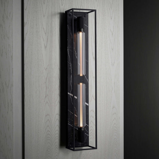 BUSTER AND PUNCH | X-LARGE CAGED WALL LIGHT - BLACK MARBLE - $1,649.00