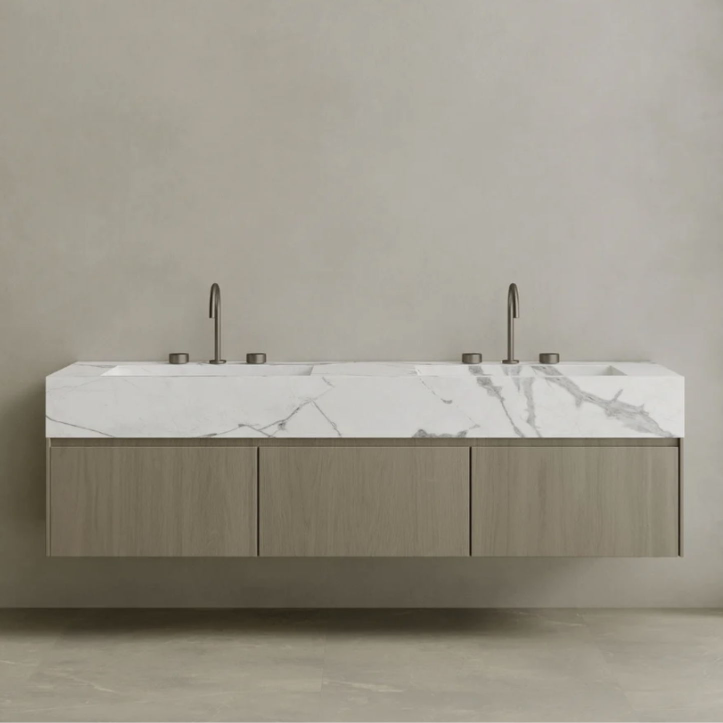 ELEMENTO BATH | DOUBLE SINK FLOATING WITH WOOD DRAWERS | $5,680.00 - $11,200.00