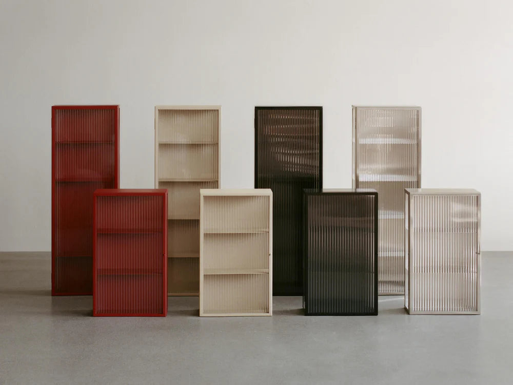 FERM LIVING | HAZE WALL CABINET - REEDED GLASS - OXIDE RED | $489.00