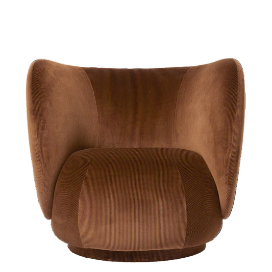 FERM LIVING | RICO LOUNGE CHAIR - SWIVEL - DEVORE VELVET - RUST | $3,615.00