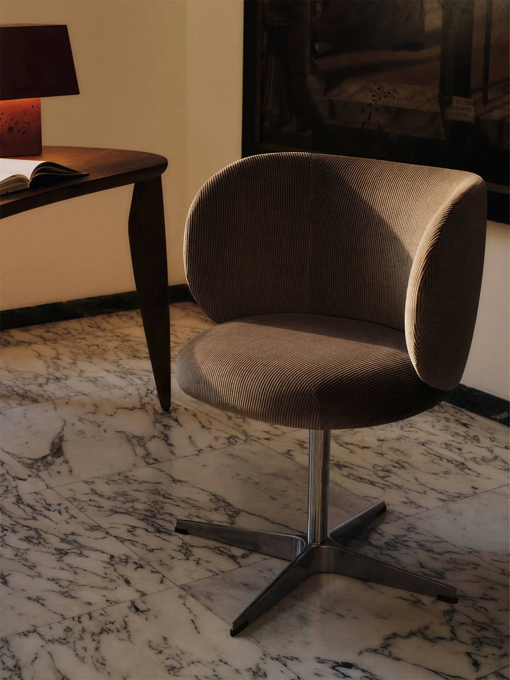 FERM LIVING | RICO DINING CHAIR - SWIVEL - DEVORE VELVET - FLINT GREY | $1,565.00