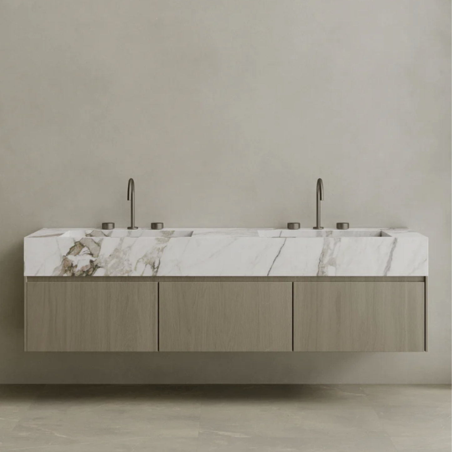 ELEMENTO BATH | DOUBLE SINK FLOATING WITH WOOD DRAWERS | $5,680.00 - $11,200.00