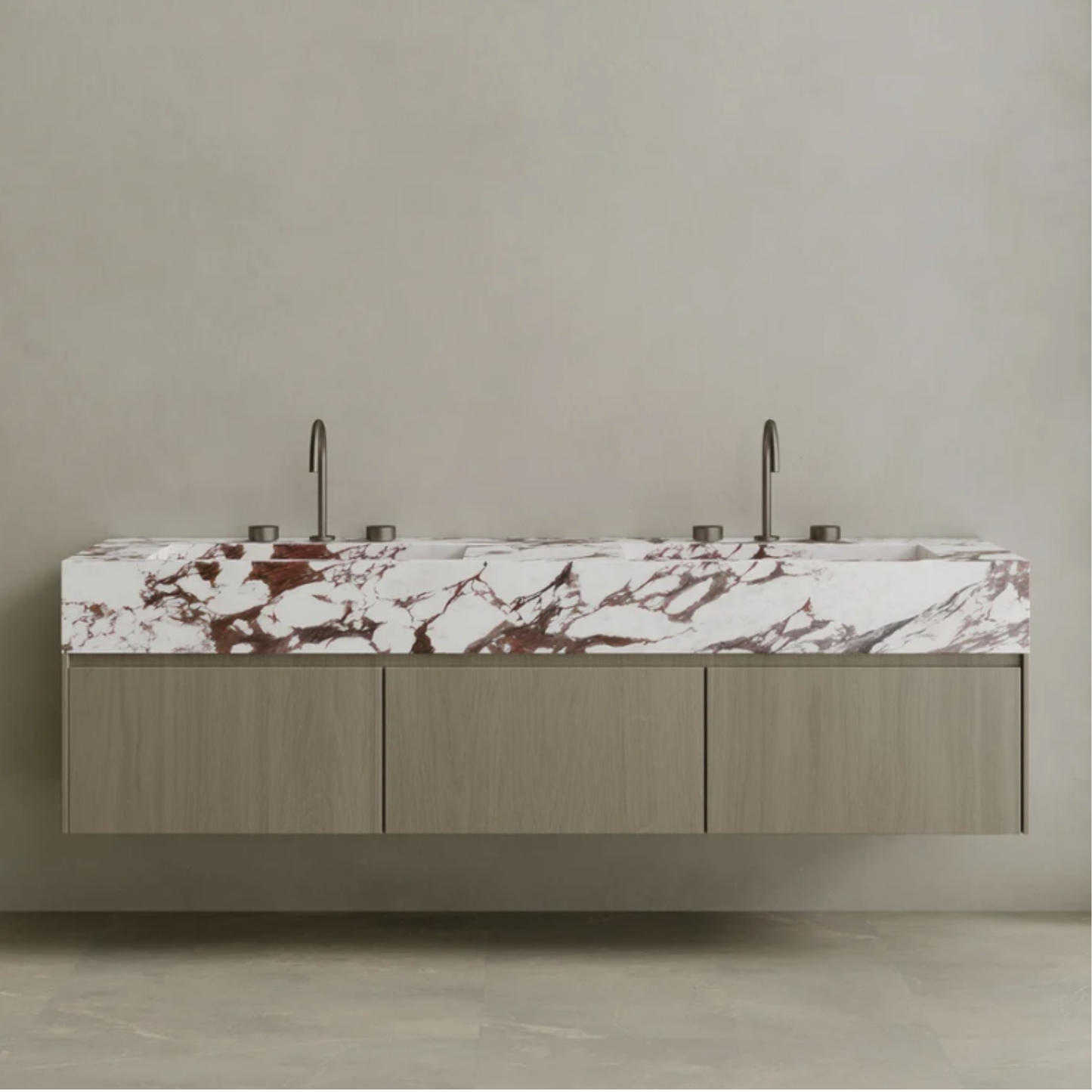 ELEMENTO BATH | DOUBLE SINK FLOATING WITH WOOD DRAWERS | $5,680.00 - $11,200.00