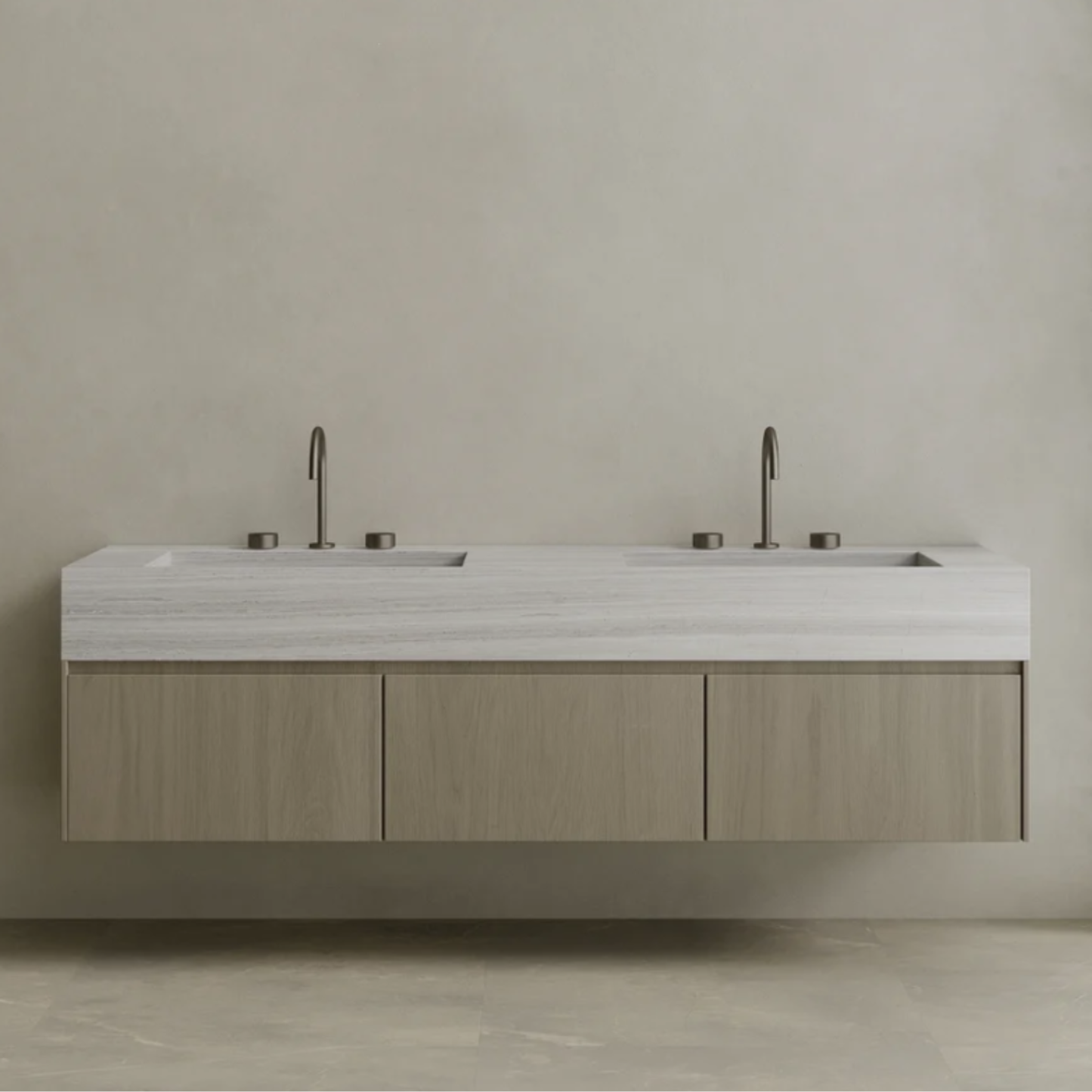 ELEMENTO BATH | DOUBLE SINK FLOATING WITH WOOD DRAWERS | $5,680.00 - $11,200.00