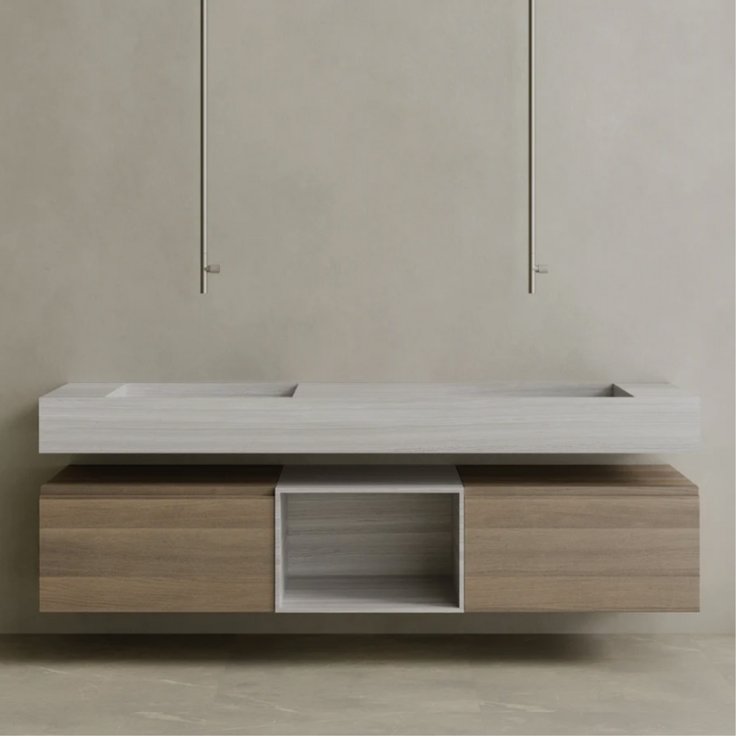 ELEMENTO BATH | FLOATING DOUBLE SING MARBLE VANITY | $6,360.00 - $12,856.00