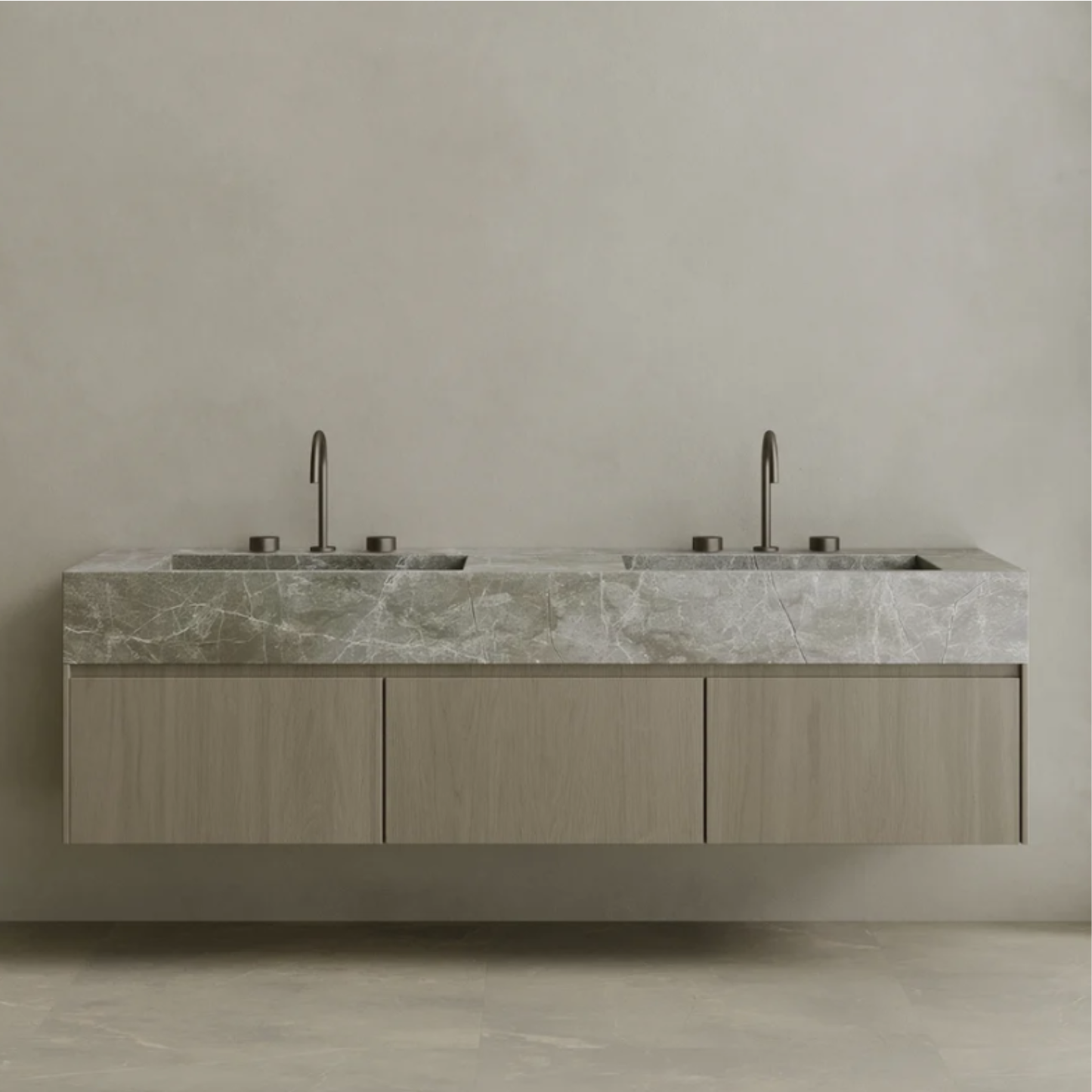 ELEMENTO BATH | DOUBLE SINK FLOATING WITH WOOD DRAWERS | $5,680.00 - $11,200.00