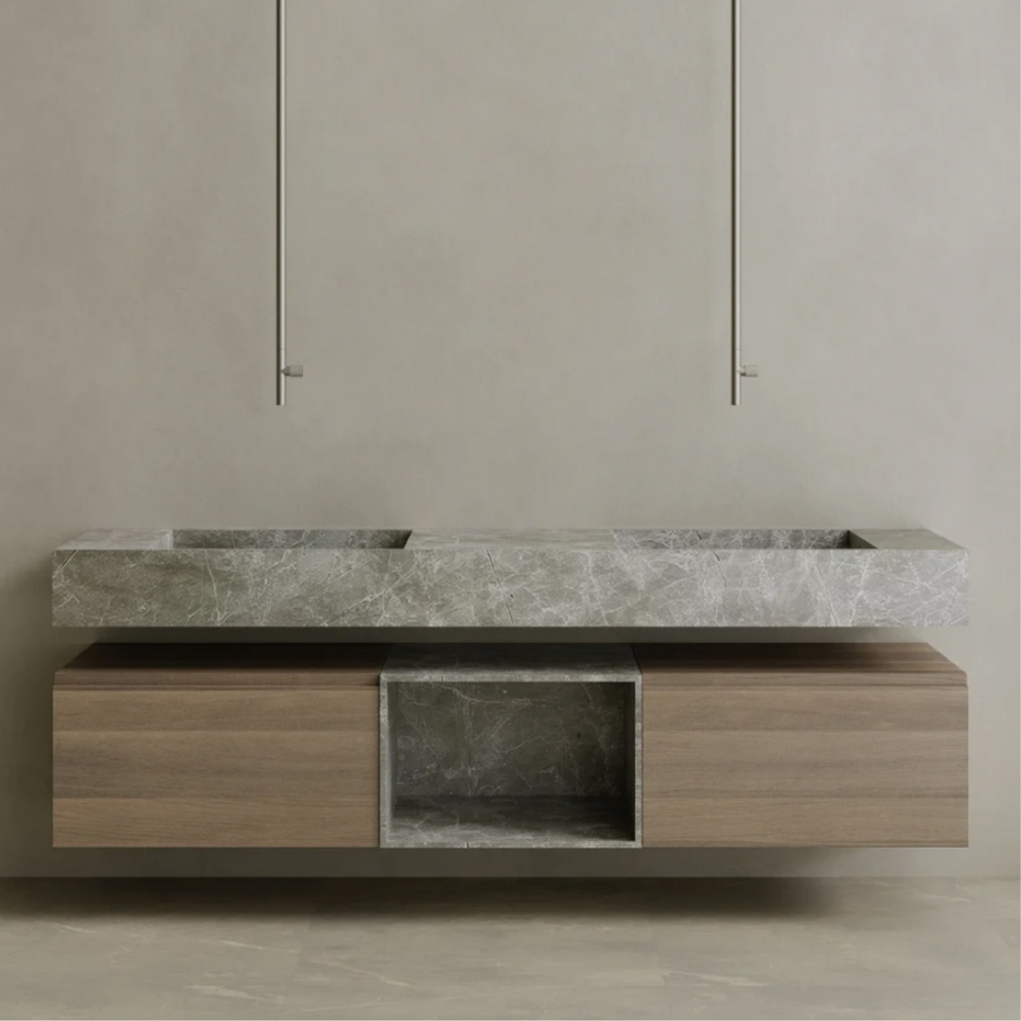 ELEMENTO BATH | FLOATING DOUBLE SING MARBLE VANITY | $6,360.00 - $12,856.00
