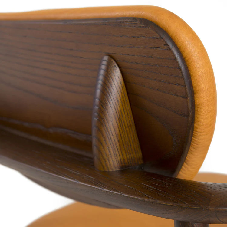 REGINA LIGHT BROWN OAK CHAIR WITH LEATHER UPHOLSTERY | $5,490.00