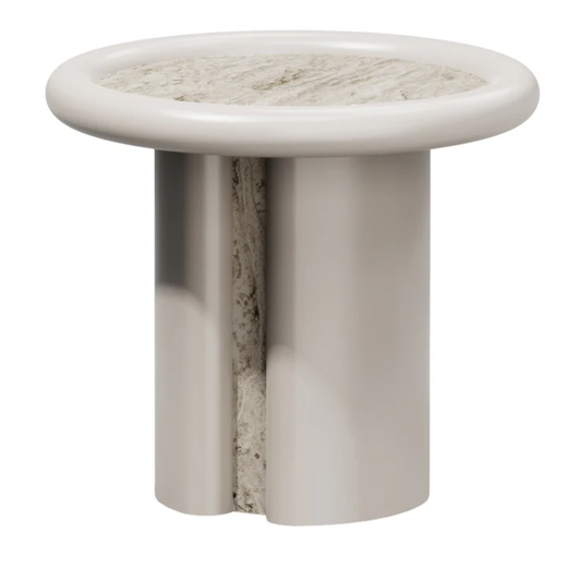 SECOLO | MOONRISE WOOD AND TRAVERTINE SIDE TABLE | $5,640