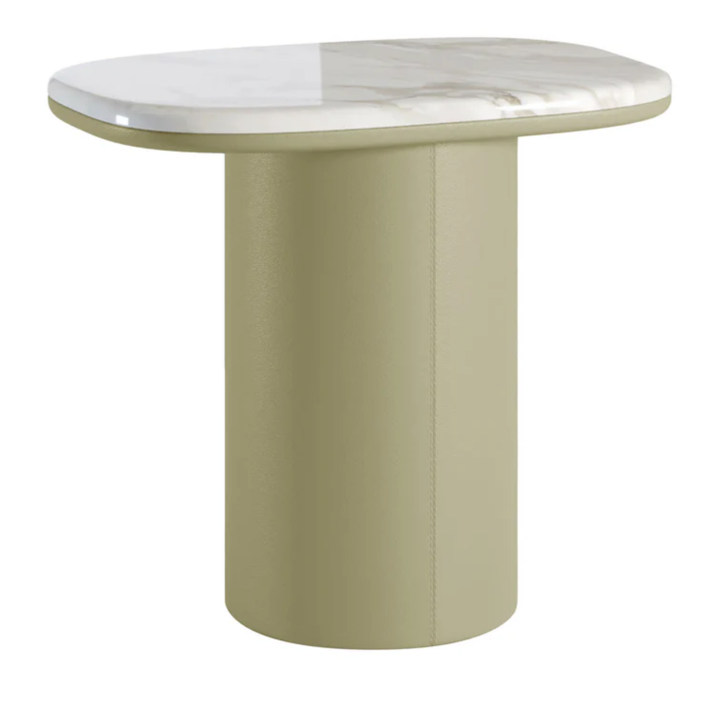 SECOLO | GEMINI LEATHER AND CALACATTA SIDE TABLE | $6,785