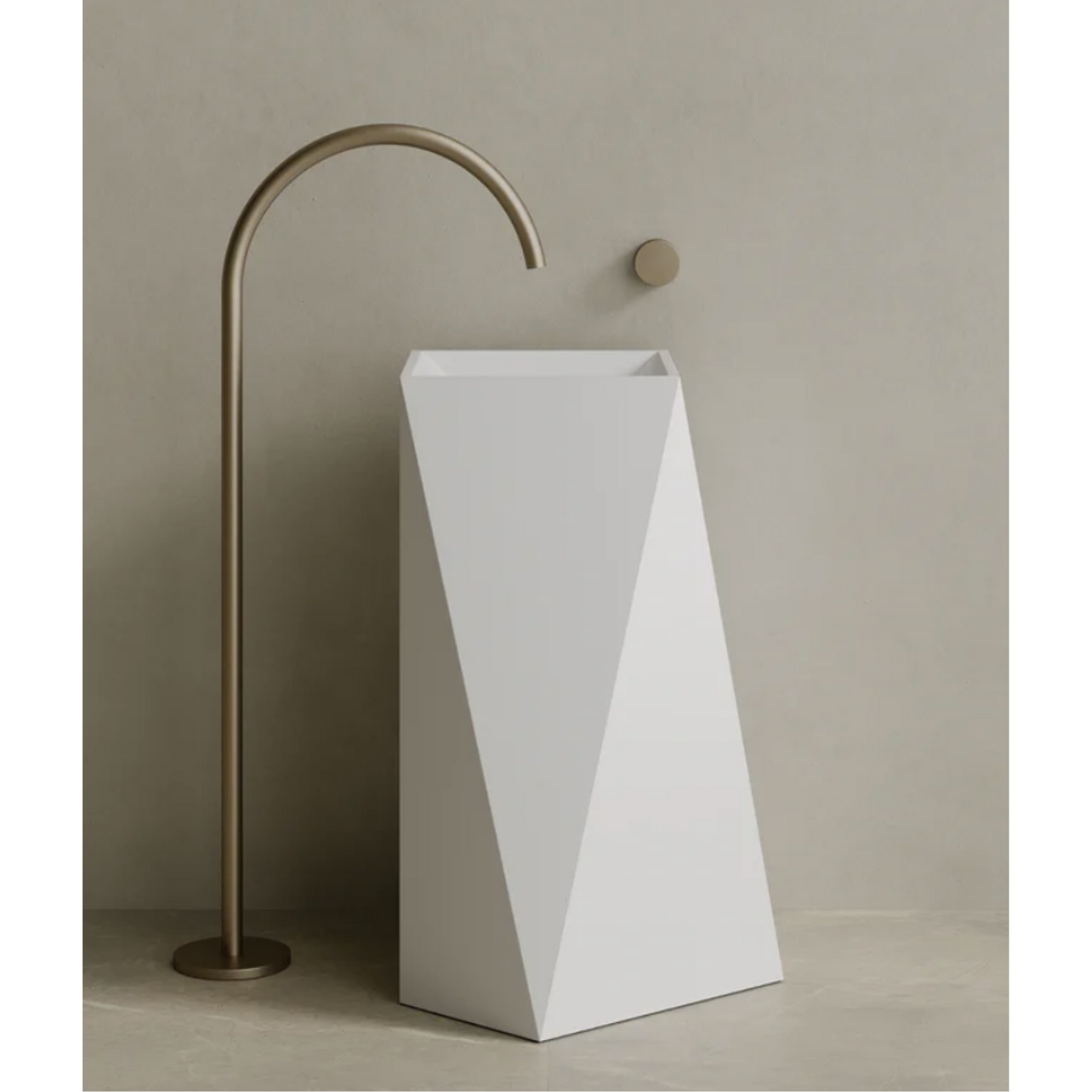 ELEMENTO BATH | 20" x 34" SOLID SURFACE GEOMETRIC PEDESTAL SINK | $1,509.40 - $1,611.10