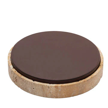 GIOBAGNARA | GIZA LEATHER & MARBLE ROUND BOX #5 | $855.00