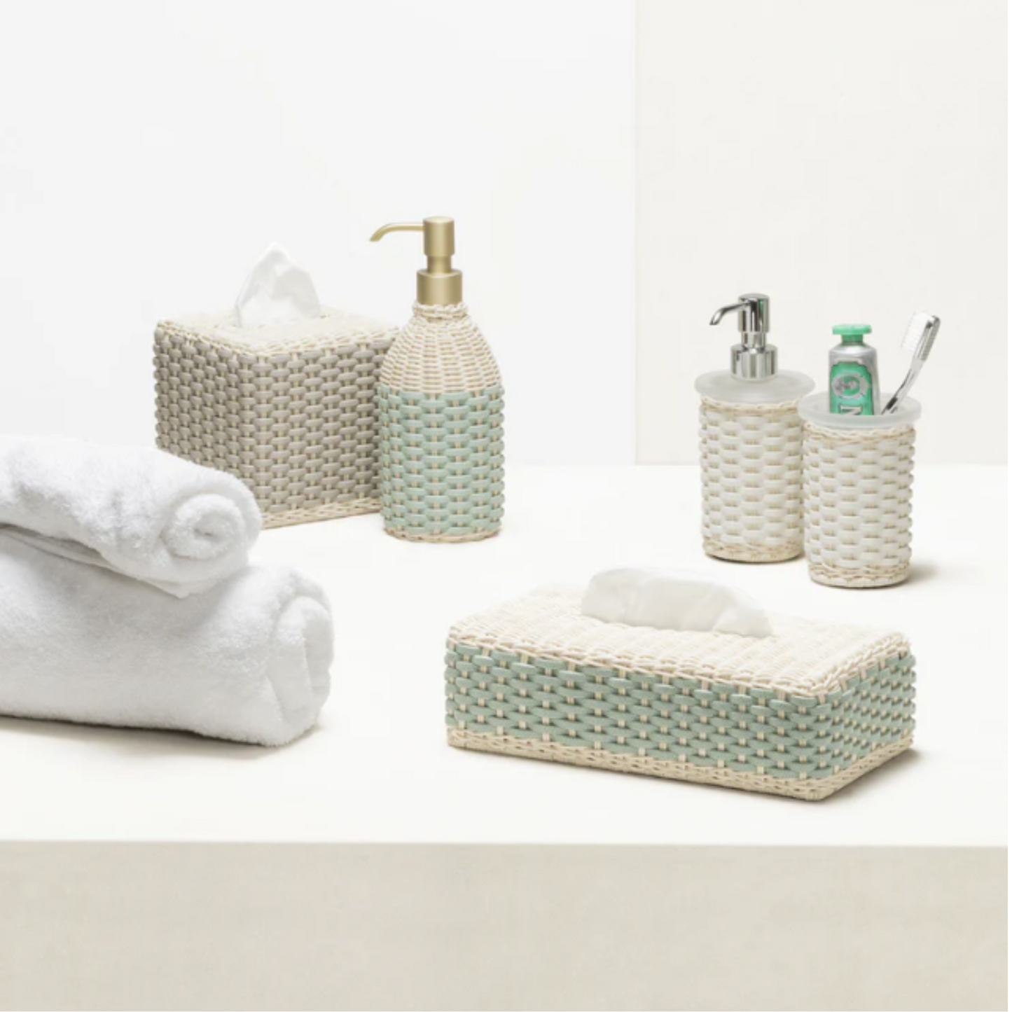 GIOBAGNARA | ANTIBES LEATHER & RATTAN TISSUE BOX | $ 410.00 - $ 480.00