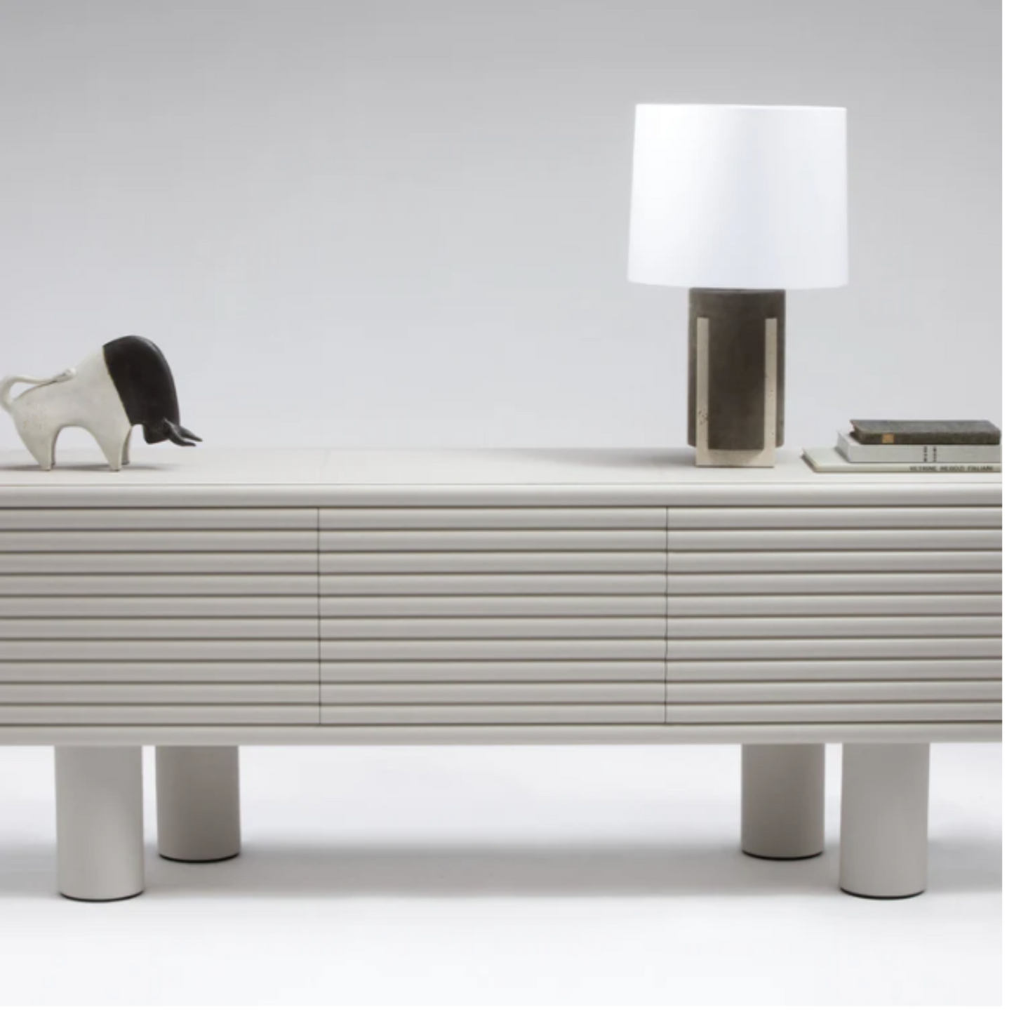 GIOBAGNARA | SCALA MODERN WHITE LEATHER WOOD 3 DOOR SIDEBOARD | $ 11,365.00