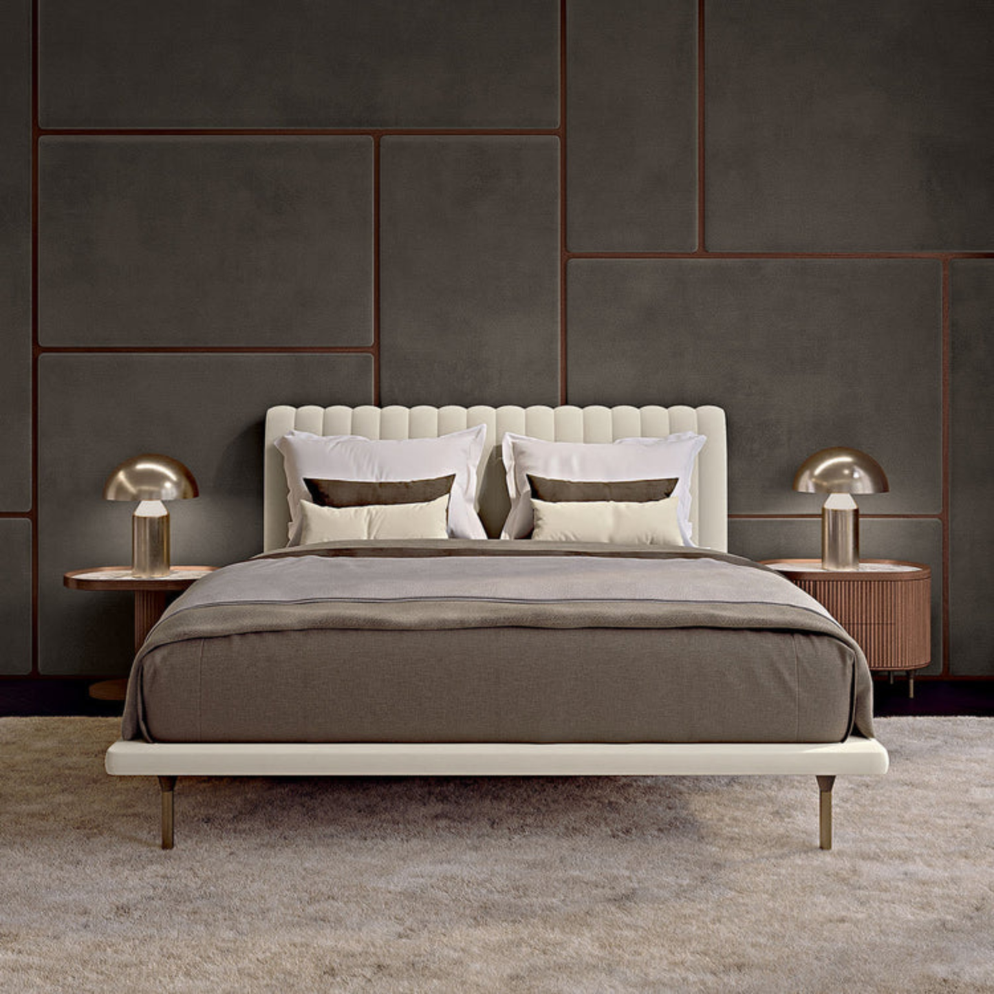 BAMAX | OPALE SMALL CHANNELED DOUBLE BED | $8,100.00