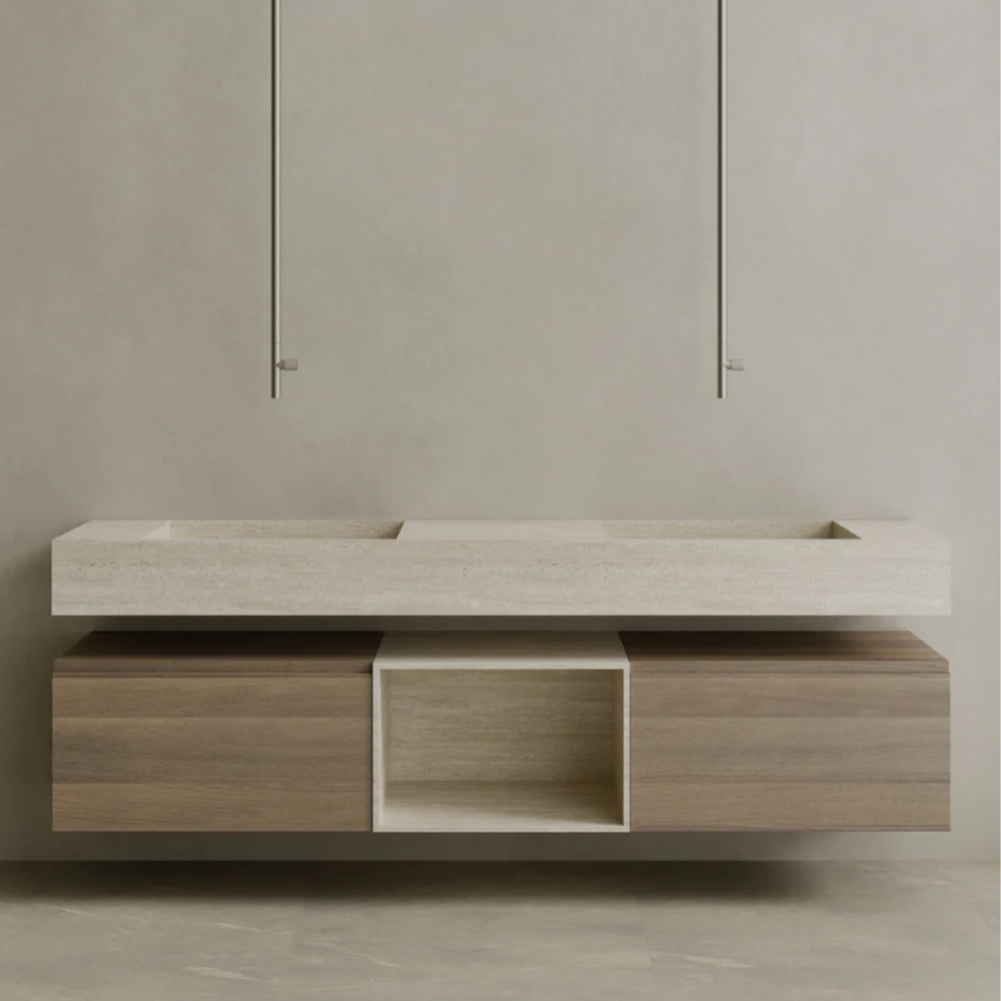 ELEMENTO BATH | FLOATING DOUBLE SING MARBLE VANITY | $6,360.00 - $12,856.00