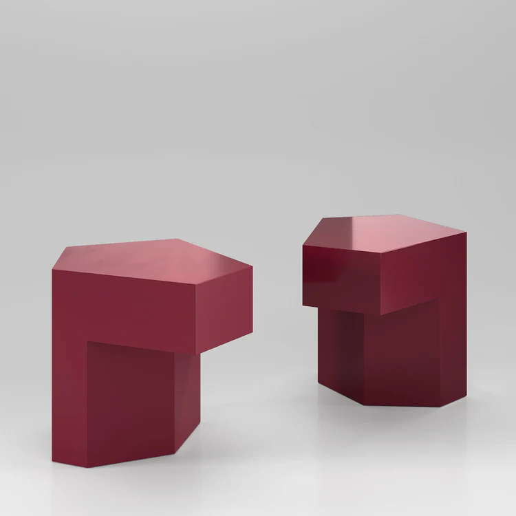 SECOLO | LOCK GLOSSY RED VIOLET WOOD SIDE TABLE | $4,430