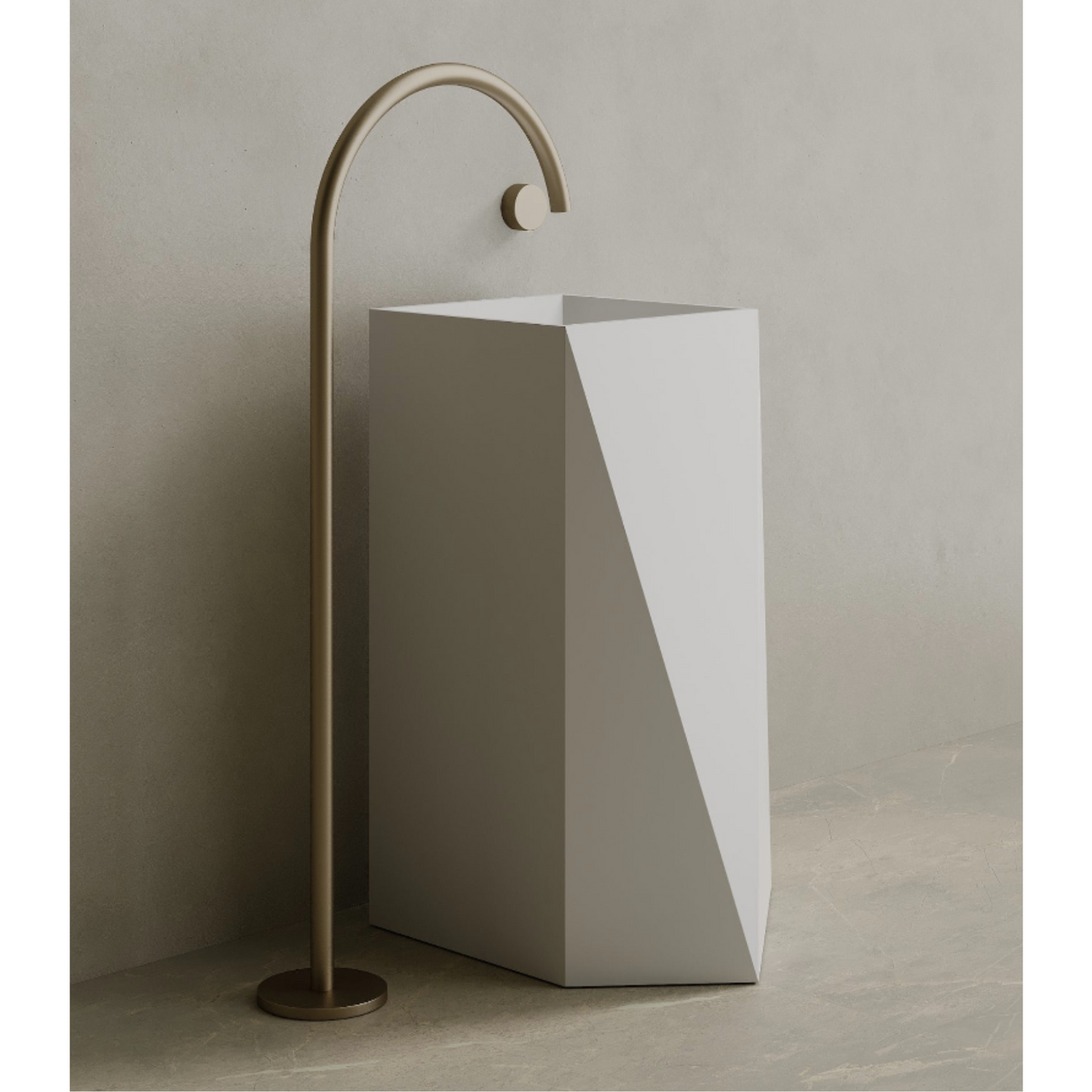ELEMENTO BATH | 20" x 34" SOLID SURFACE GEOMETRIC PEDESTAL SINK | $1,509.40 - $1,611.10