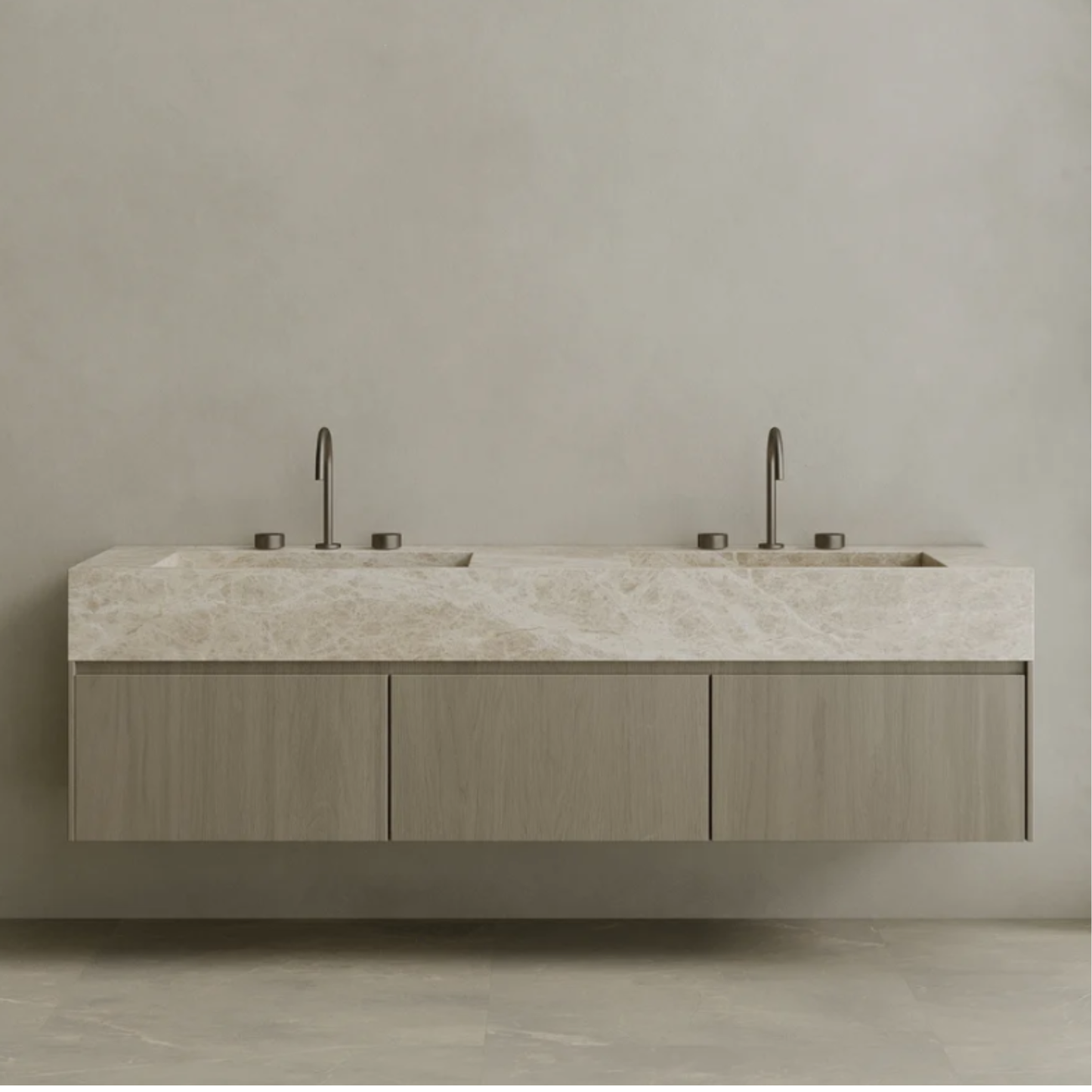 ELEMENTO BATH | DOUBLE SINK FLOATING WITH WOOD DRAWERS | $5,680.00 - $11,200.00