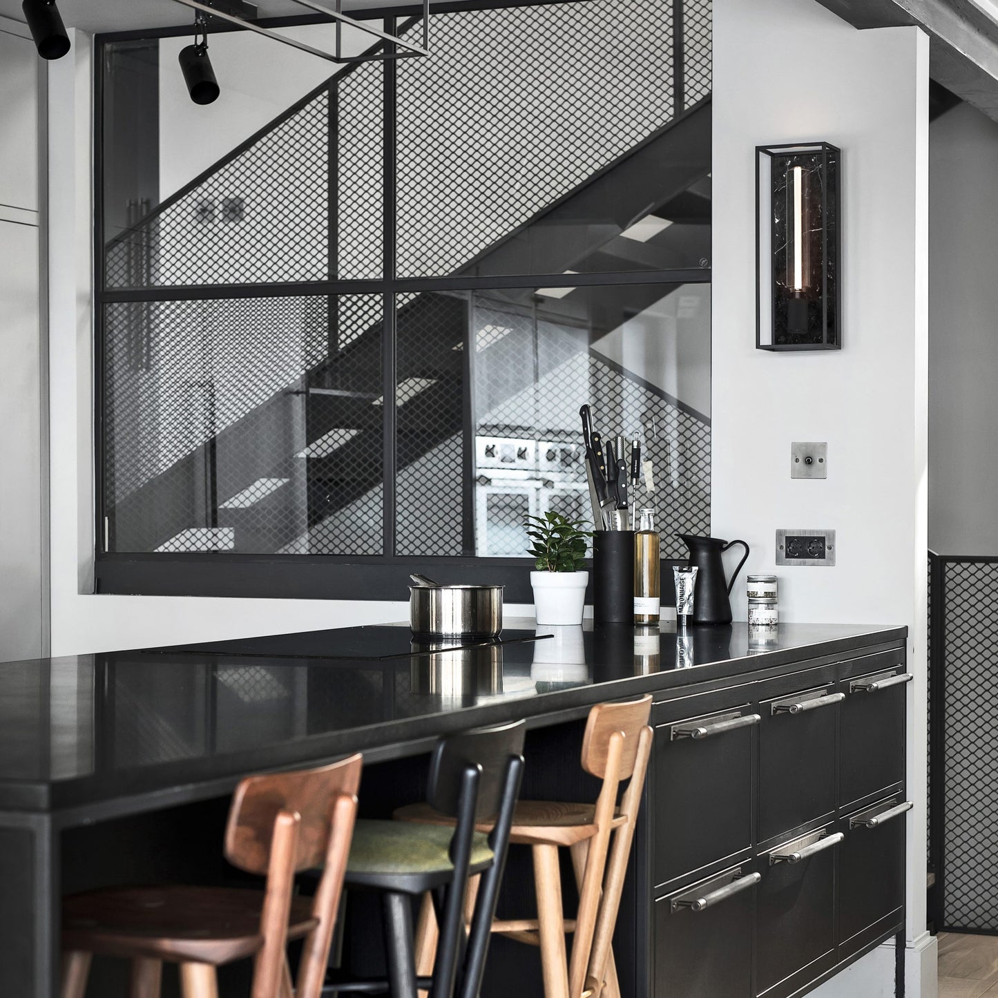 BUSTER AND PUNCH | LARGE CAGED WALL LIGHT BLACK MARBLE - $852.00
