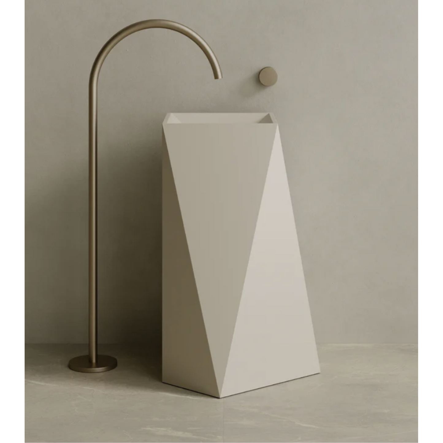 ELEMENTO BATH | 20" x 34" SOLID SURFACE GEOMETRIC PEDESTAL SINK | $1,509.40 - $1,611.10