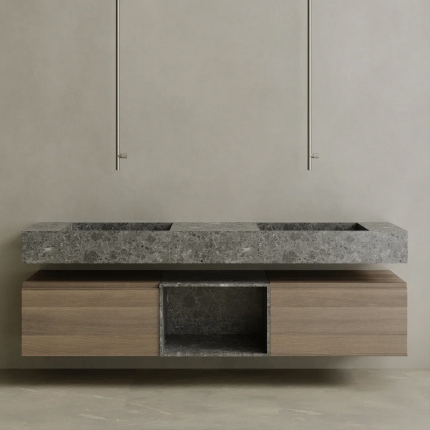 ELEMENTO BATH | FLOATING DOUBLE SING MARBLE VANITY | $6,360.00 - $12,856.00