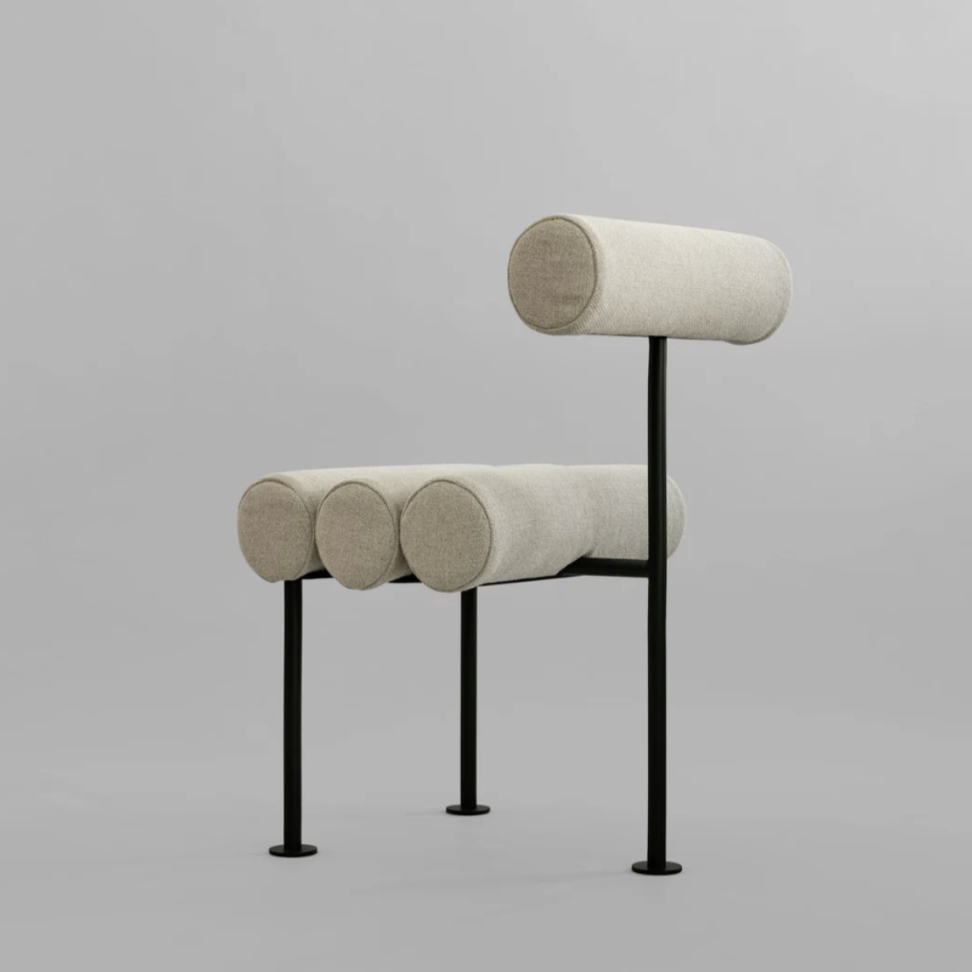 HIRO DINING CHAIR - BLACK FRAME, SAND | $875.00