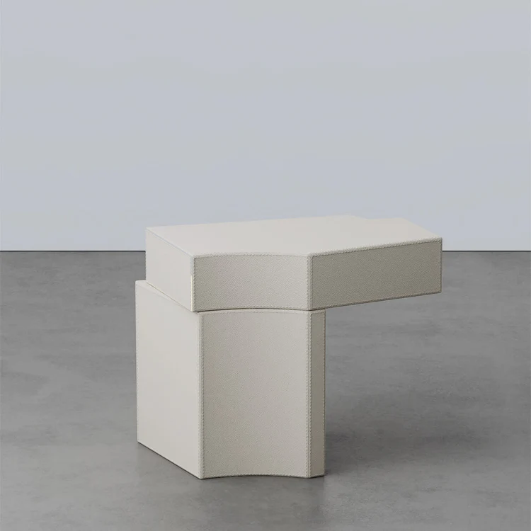 SECOLO | HIRI WHITE LEATHER SIDE TABLE | $ 5,580