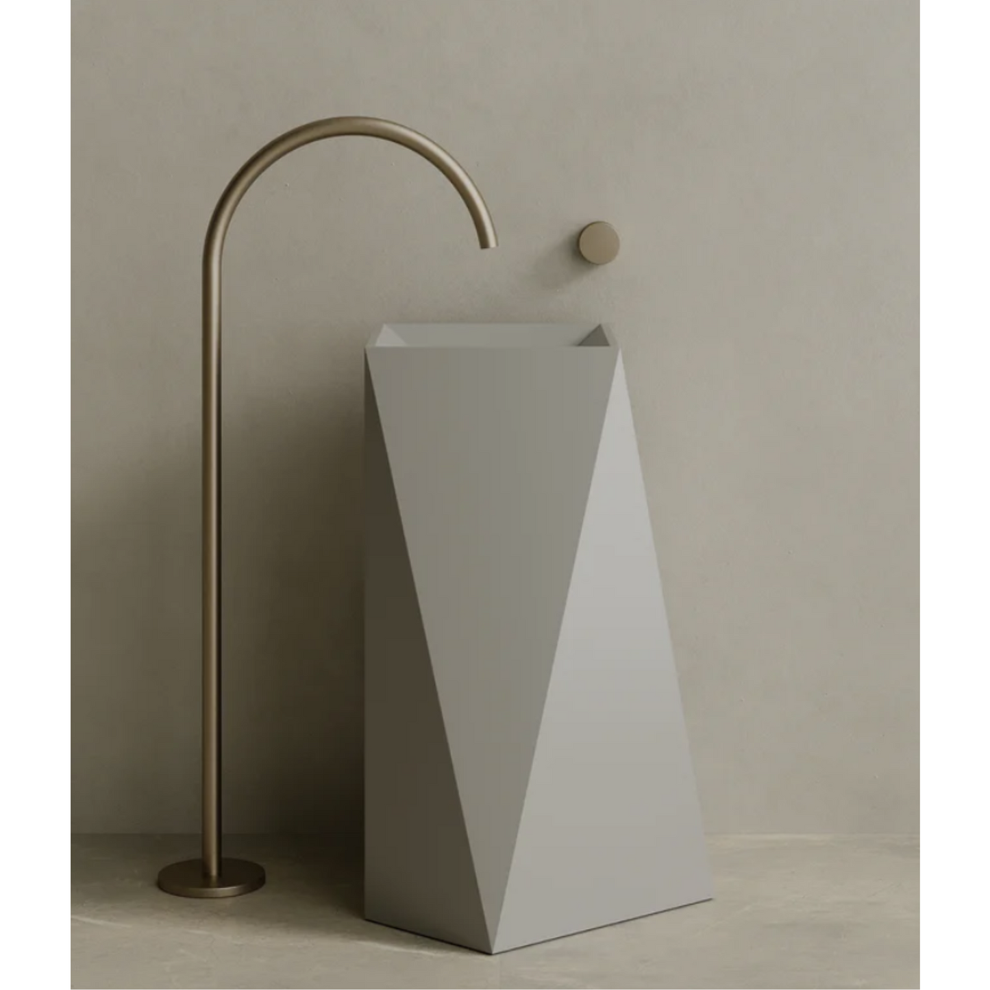 ELEMENTO BATH | 20" x 34" SOLID SURFACE GEOMETRIC PEDESTAL SINK | $1,509.40 - $1,611.10