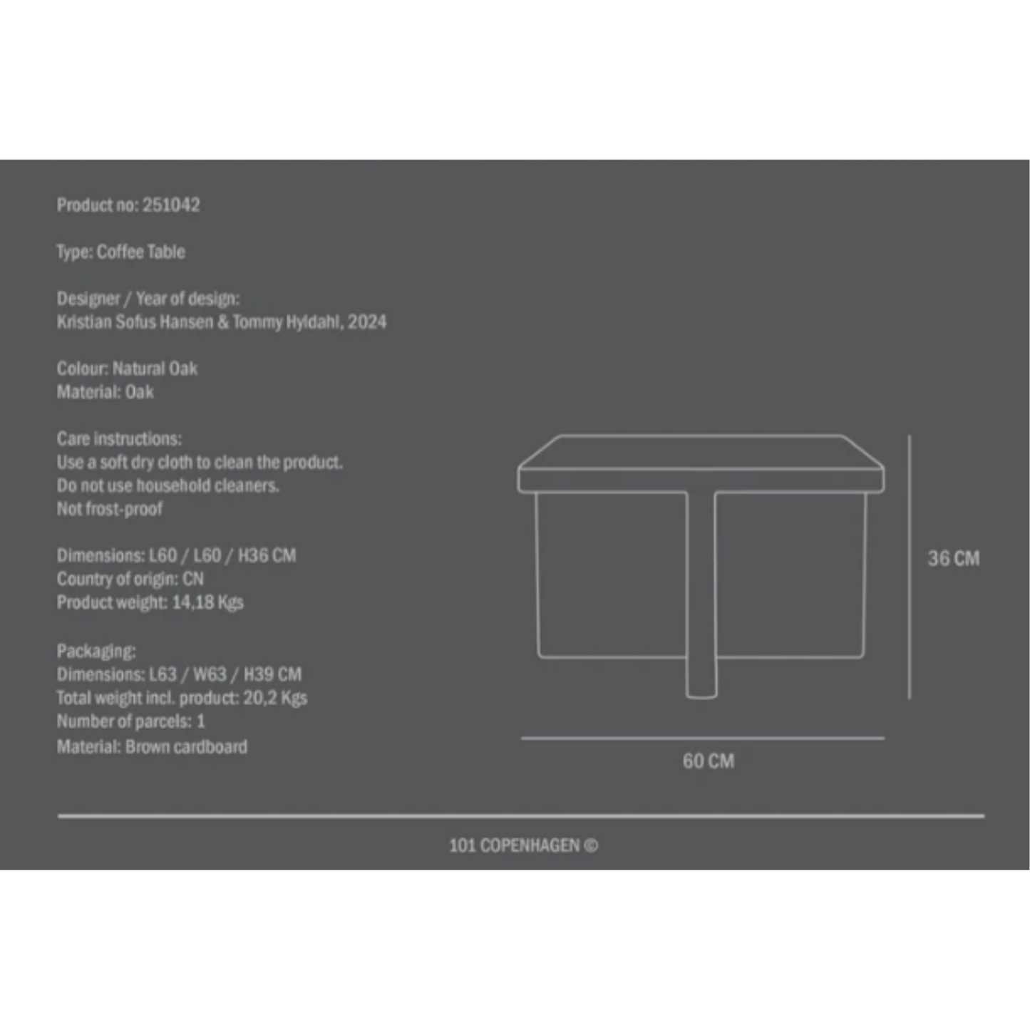 BRUTUS COFFEE TABLE NATURAL OAK I $875.00