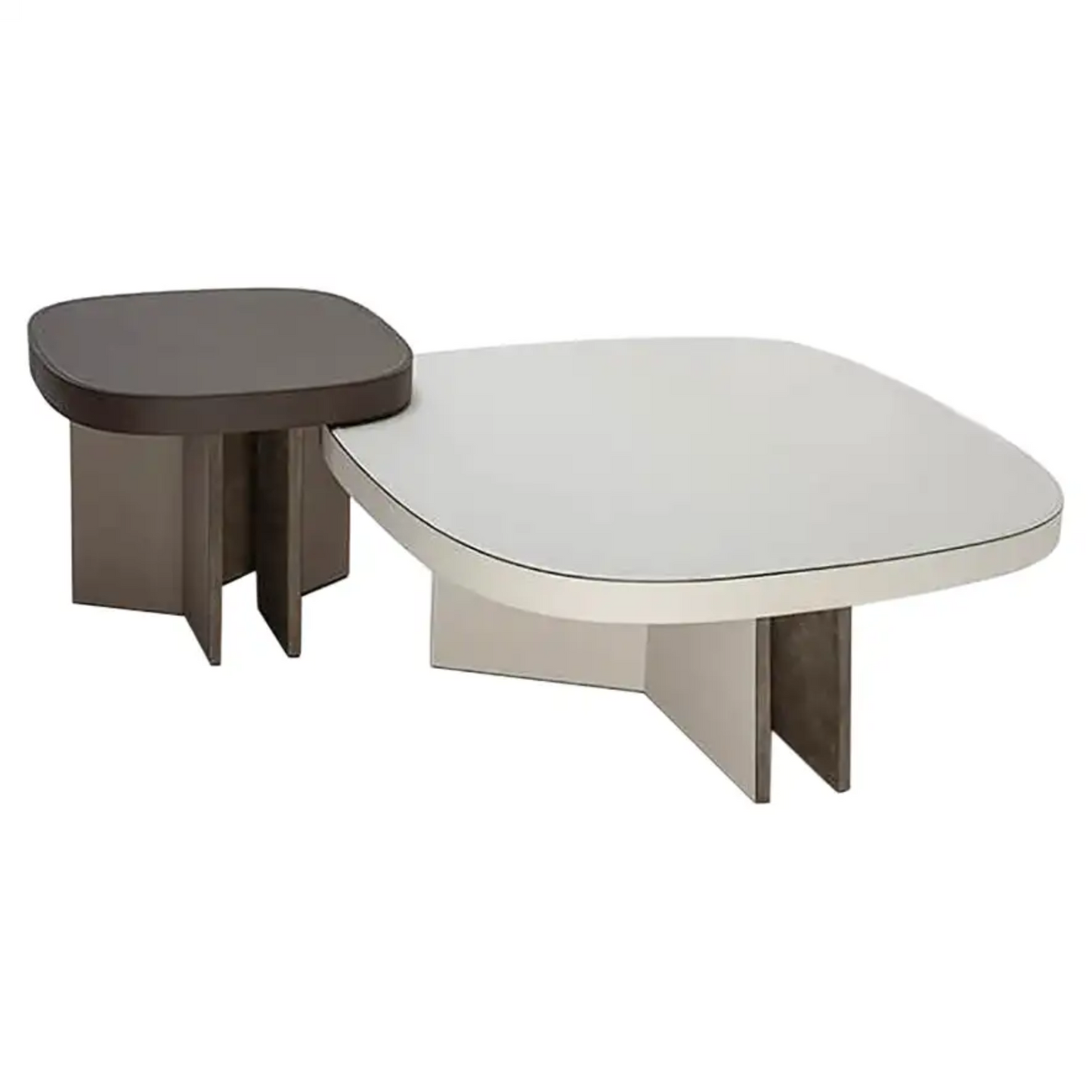 GIOBAGNARA | SET OF 2 LEATHER COFFEE TABLES | $7,922.00