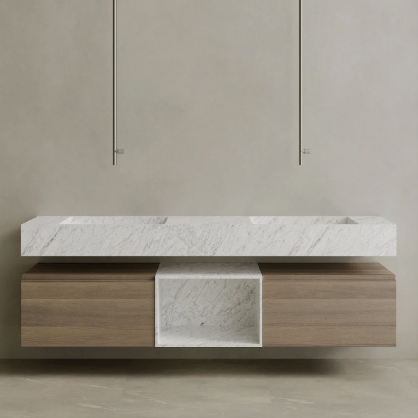ELEMENTO BATH | FLOATING DOUBLE SING MARBLE VANITY | $6,360.00 - $12,856.00