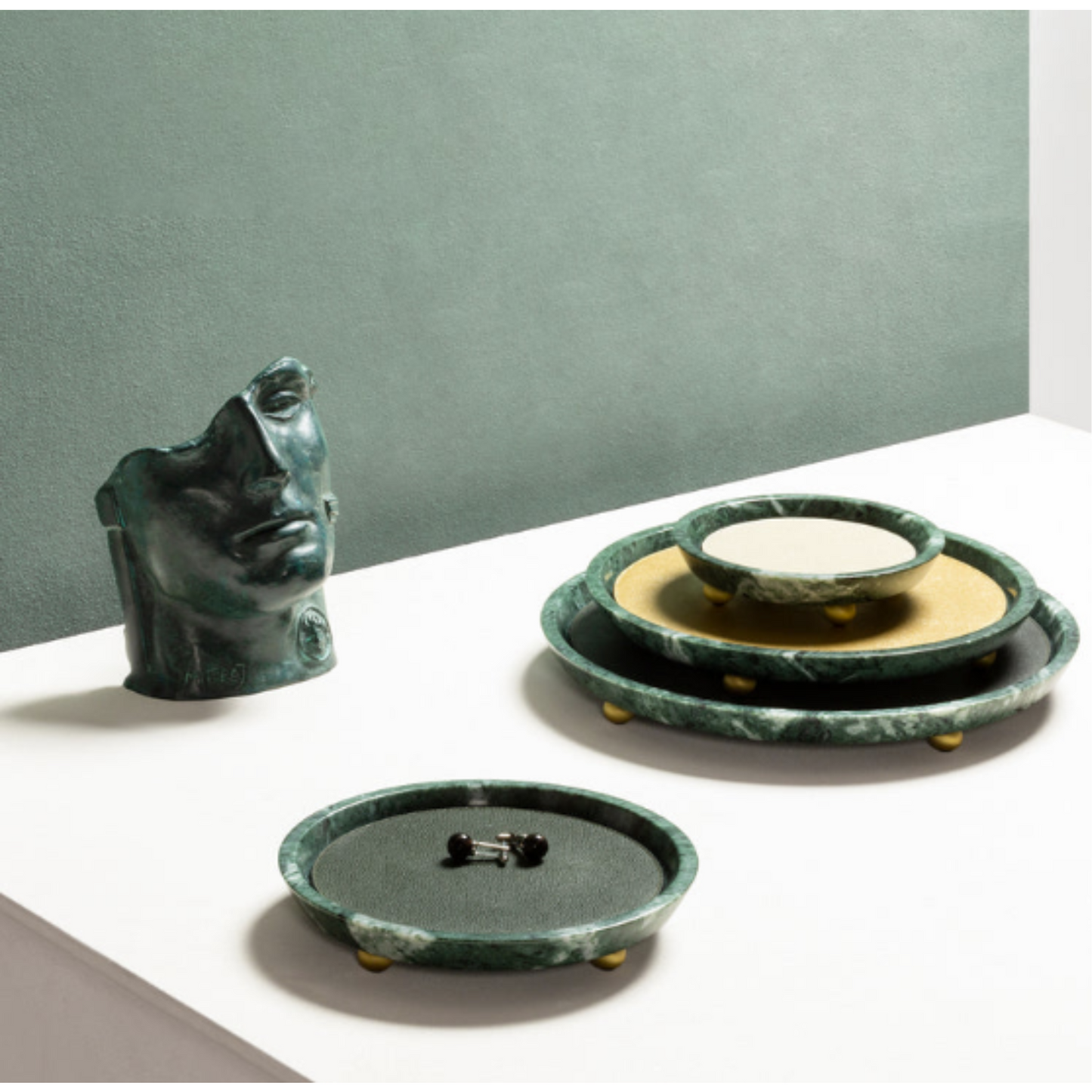 GIOBAGNARA | MONZA LEATHER & MARBLE VALET TRAY | $ 705.00