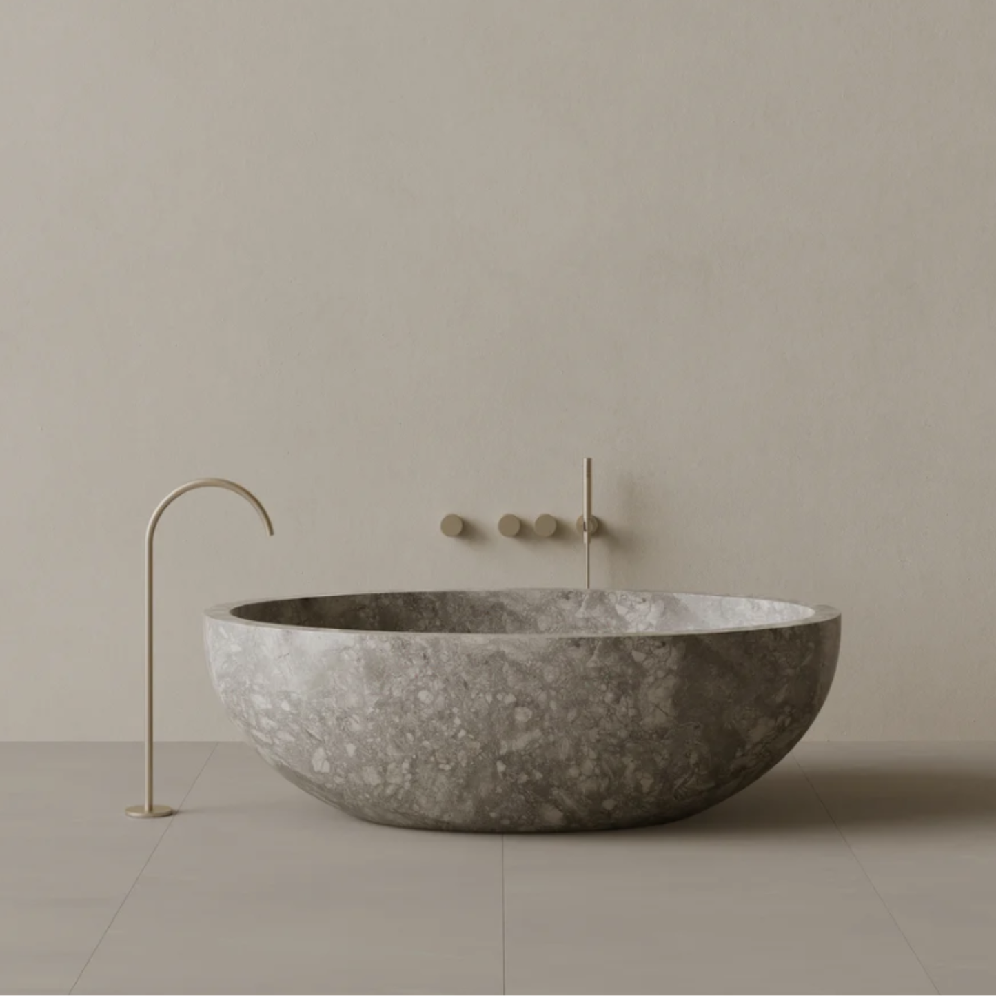 ELEMENTO BATH | 69" x 45" HANDCRAFTED OVAL STONE BATHTUB | $13,808.00 - $55,898.00