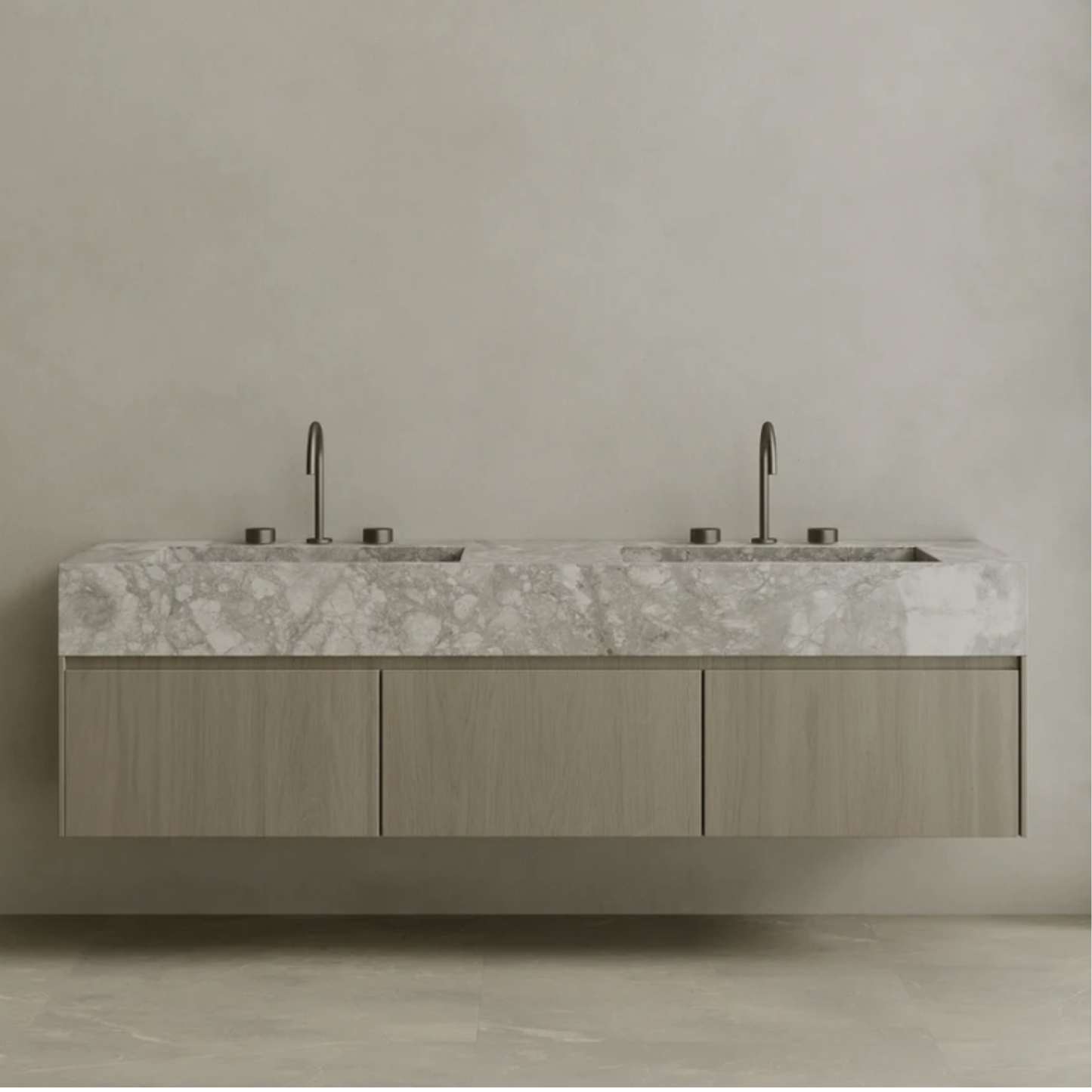ELEMENTO BATH | DOUBLE SINK FLOATING WITH WOOD DRAWERS | $5,680.00 - $11,200.00