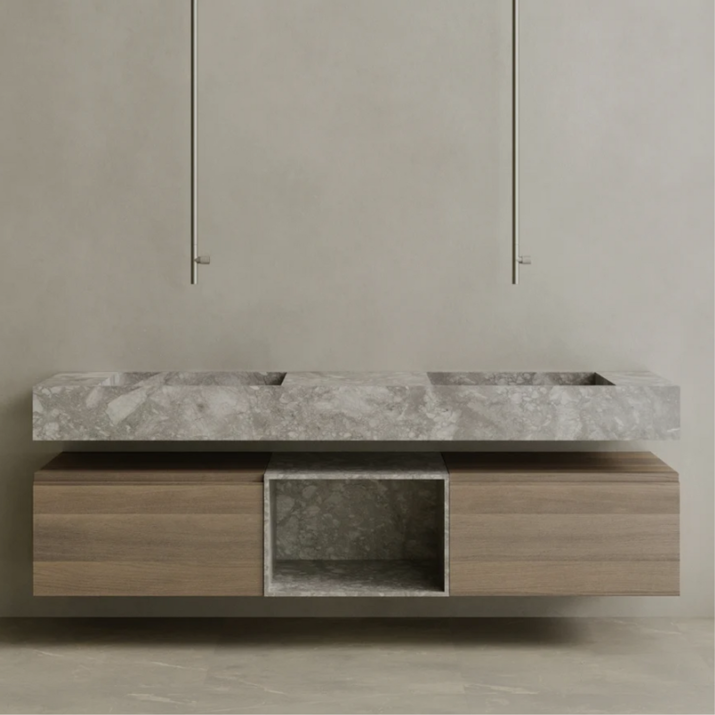 ELEMENTO BATH | FLOATING DOUBLE SING MARBLE VANITY | $6,360.00 - $12,856.00