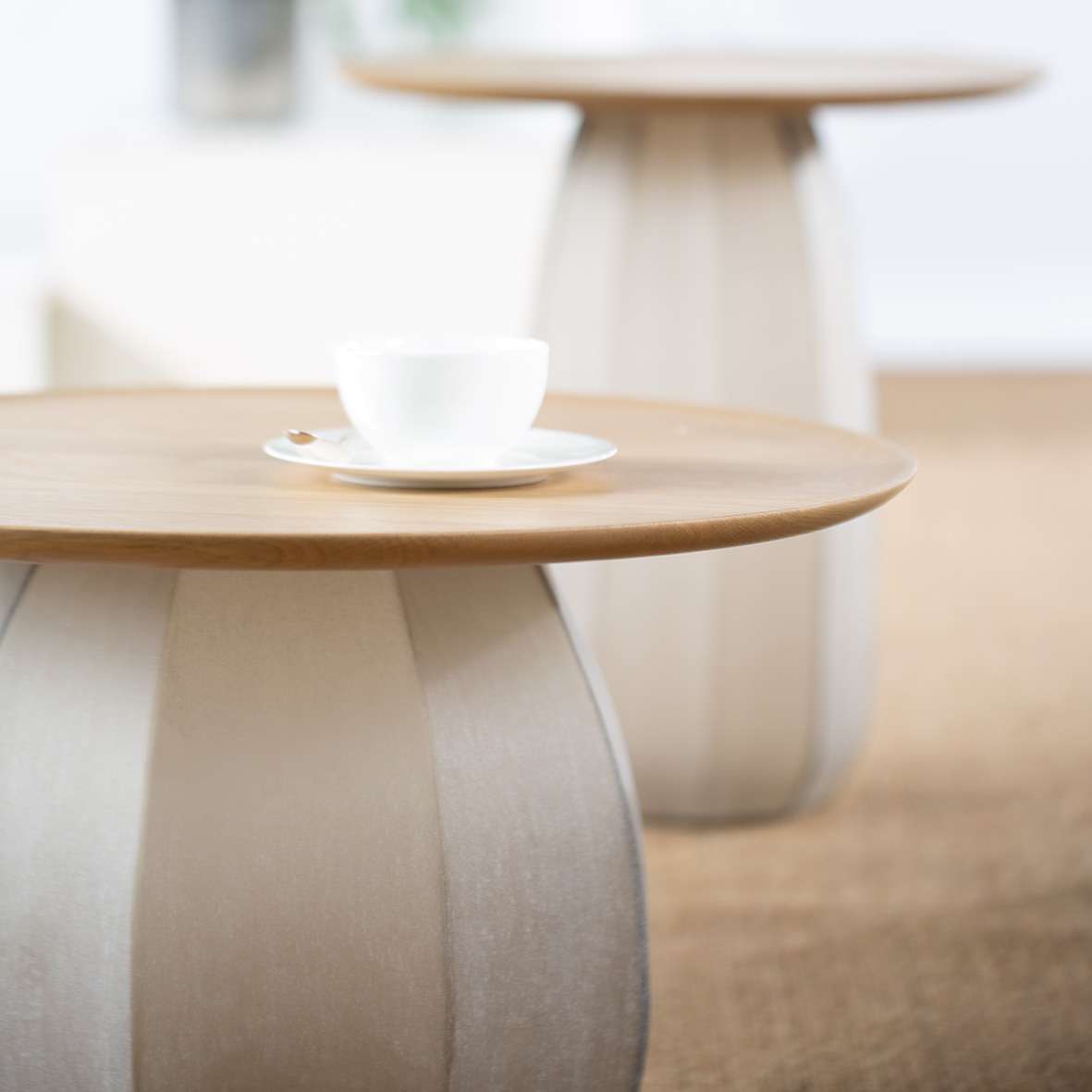 KOONAM TABLE ROUND wood european oak/glass smokegrey $1,840.00