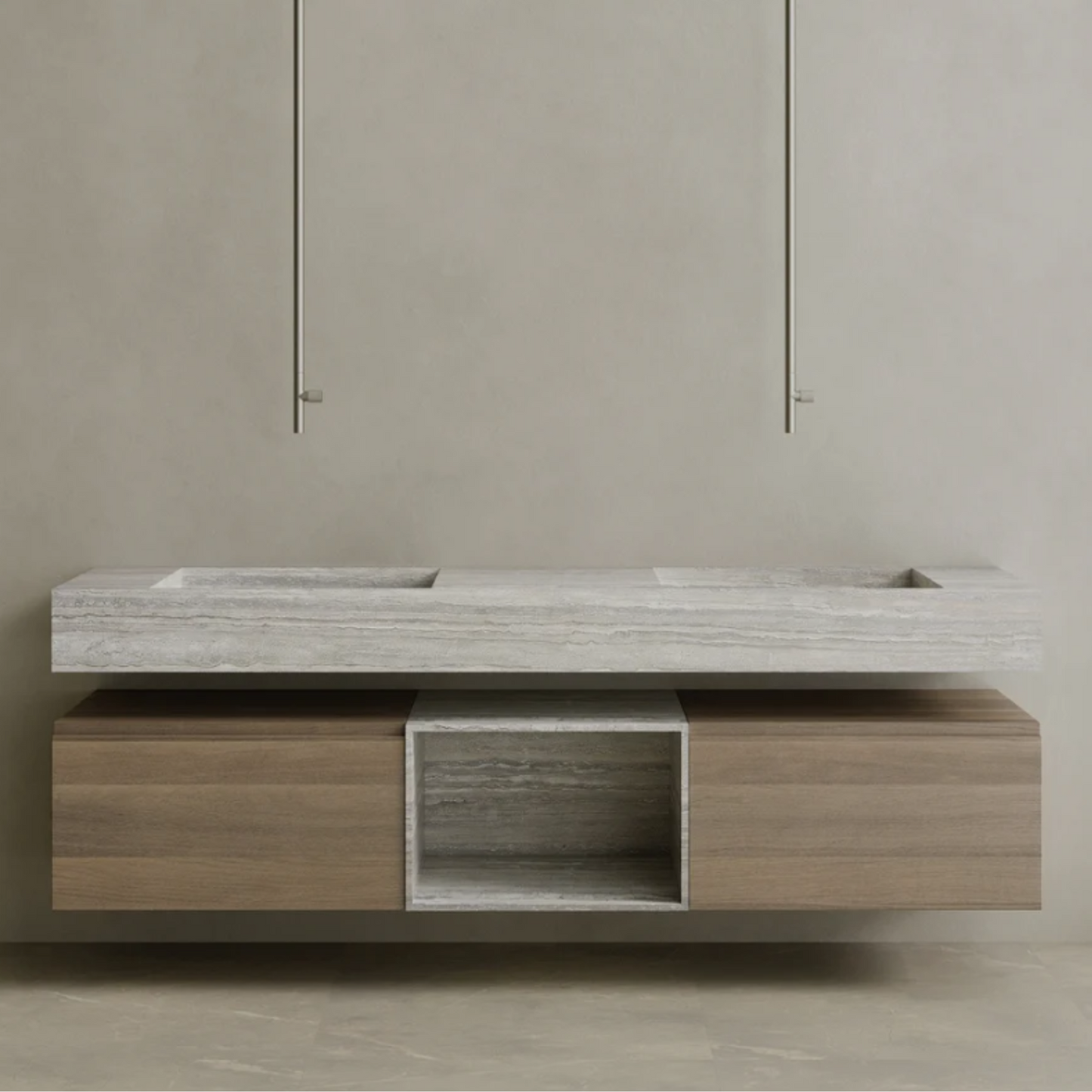ELEMENTO BATH | FLOATING DOUBLE SING MARBLE VANITY | $6,360.00 - $12,856.00