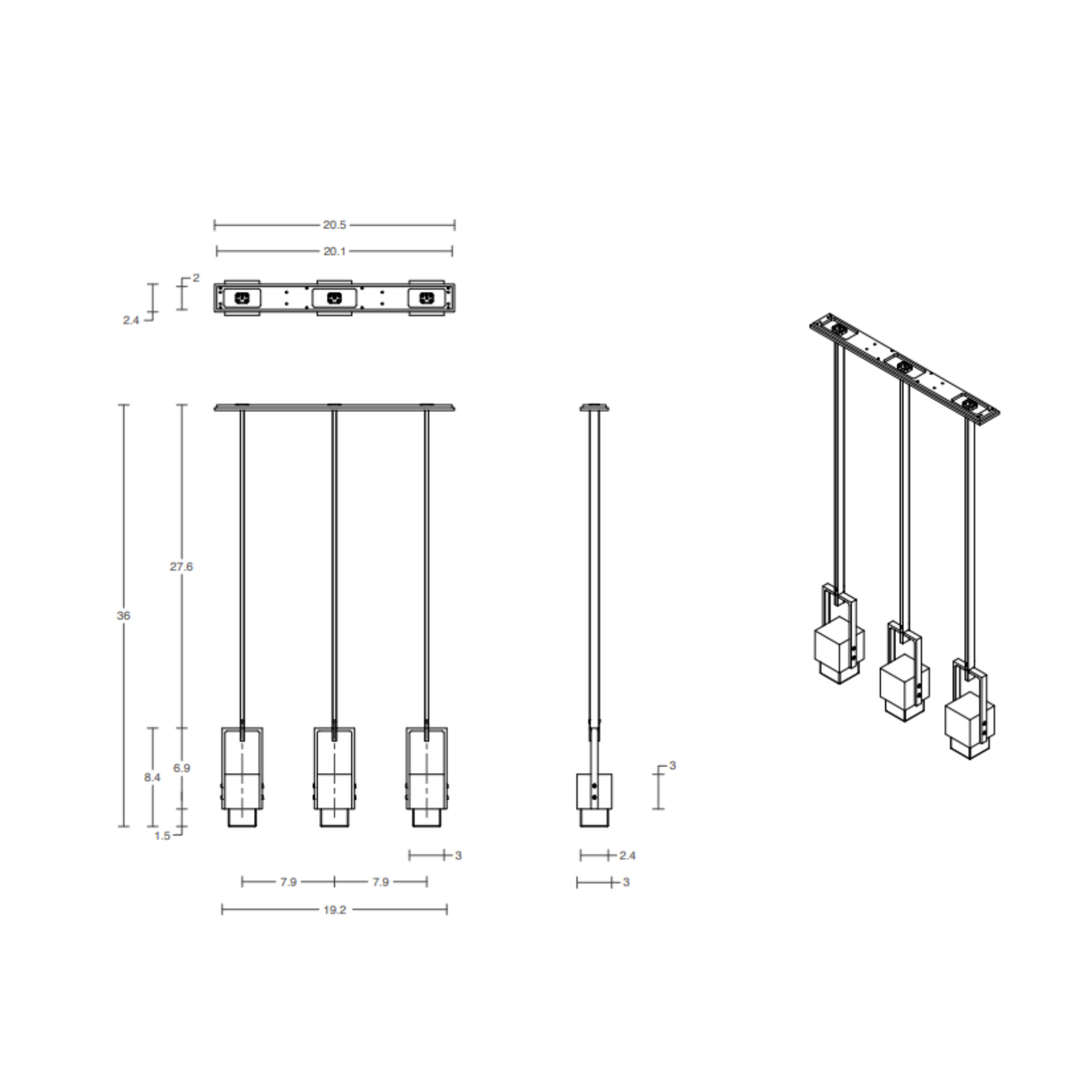 ARTICOLO | CUBO TRIPLE SWING PENDANT