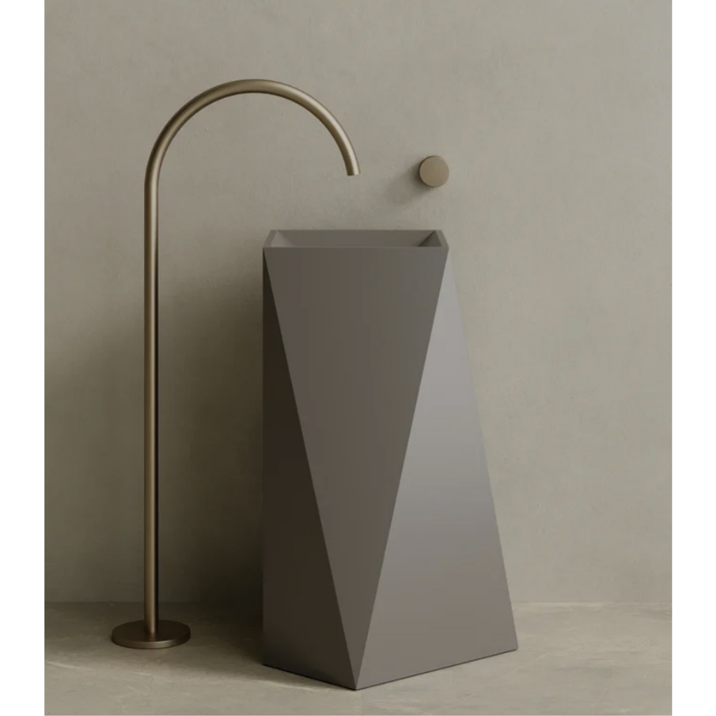 ELEMENTO BATH | 20" x 34" SOLID SURFACE GEOMETRIC PEDESTAL SINK | $1,509.40 - $1,611.10