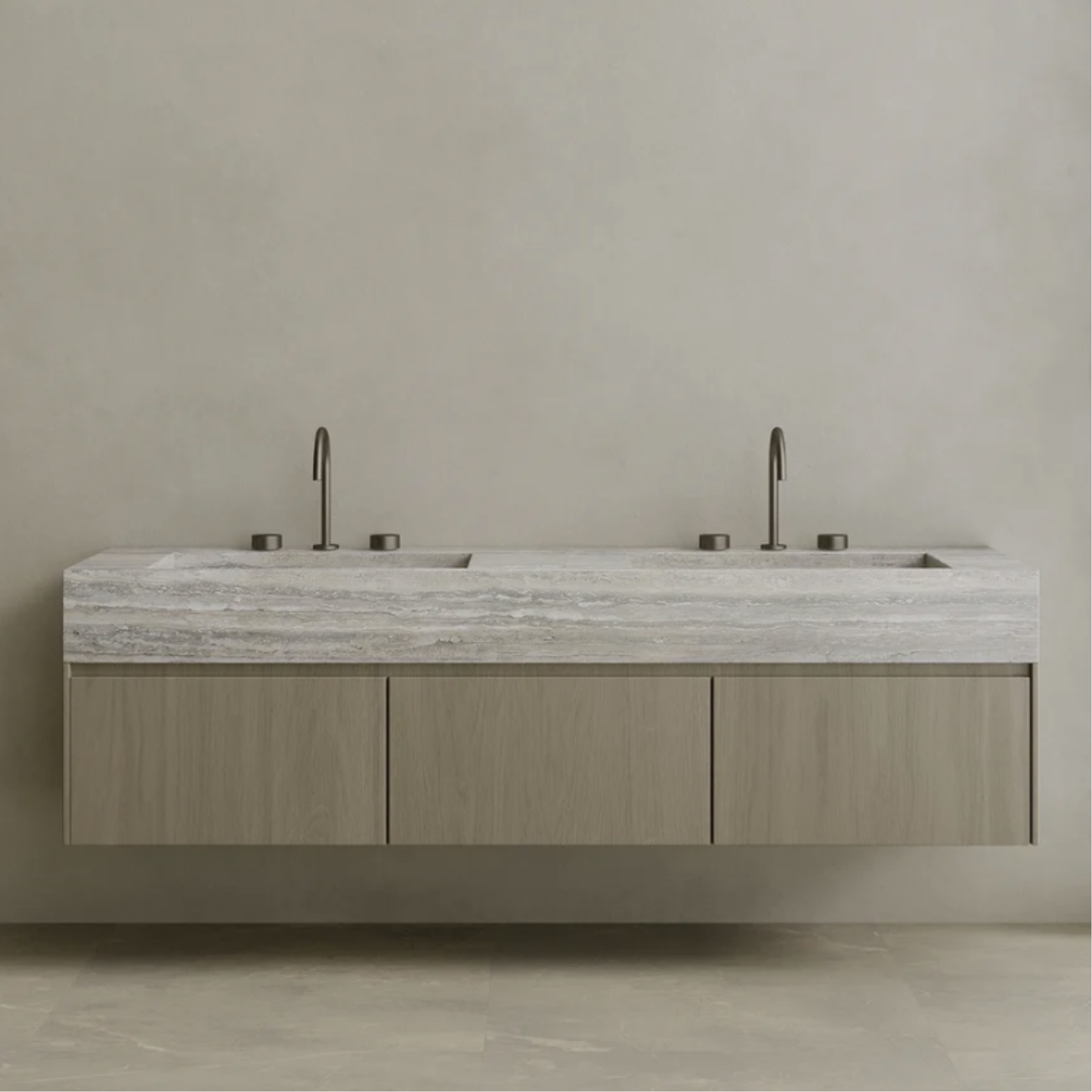 ELEMENTO BATH | DOUBLE SINK FLOATING WITH WOOD DRAWERS | $5,680.00 - $11,200.00