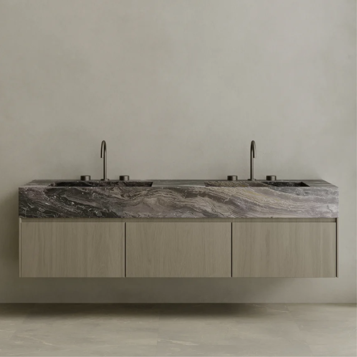 ELEMENTO BATH | DOUBLE SINK FLOATING WITH WOOD DRAWERS | $5,680.00 - $11,200.00