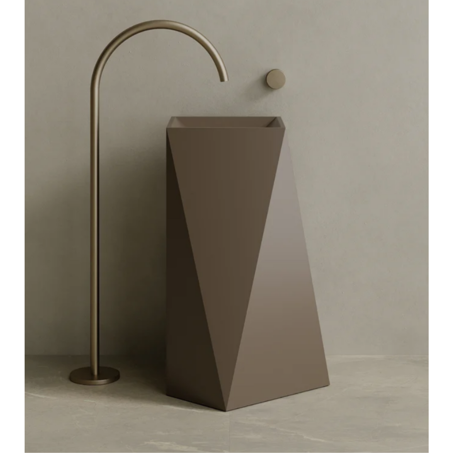ELEMENTO BATH | 20" x 34" SOLID SURFACE GEOMETRIC PEDESTAL SINK | $1,509.40 - $1,611.10
