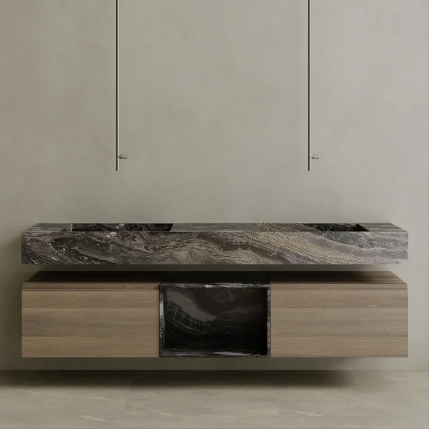 ELEMENTO BATH | FLOATING DOUBLE SING MARBLE VANITY | $6,360.00 - $12,856.00