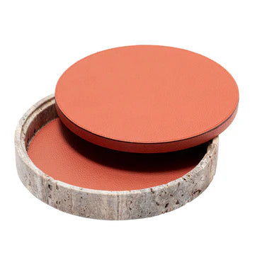 GIOBAGNARA | GIZA LEATHER & MARBLE ROUND BOX #6 | $855.00