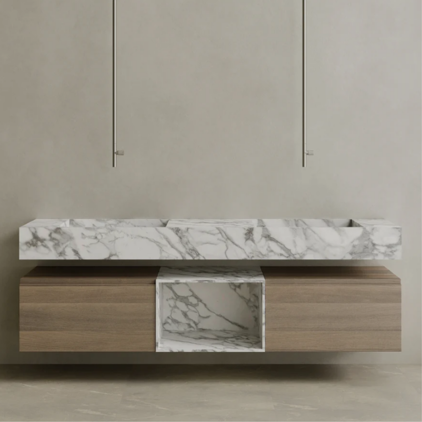 ELEMENTO BATH | FLOATING DOUBLE SING MARBLE VANITY | $6,360.00 - $12,856.00