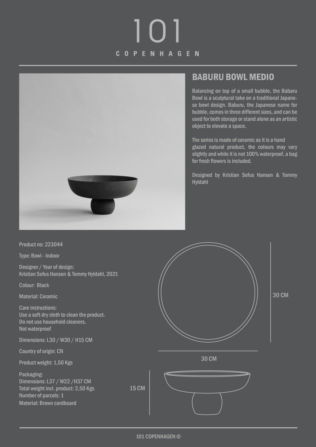 101 Copenhagen Baburu Bowl Black - $70.00 - 295.00