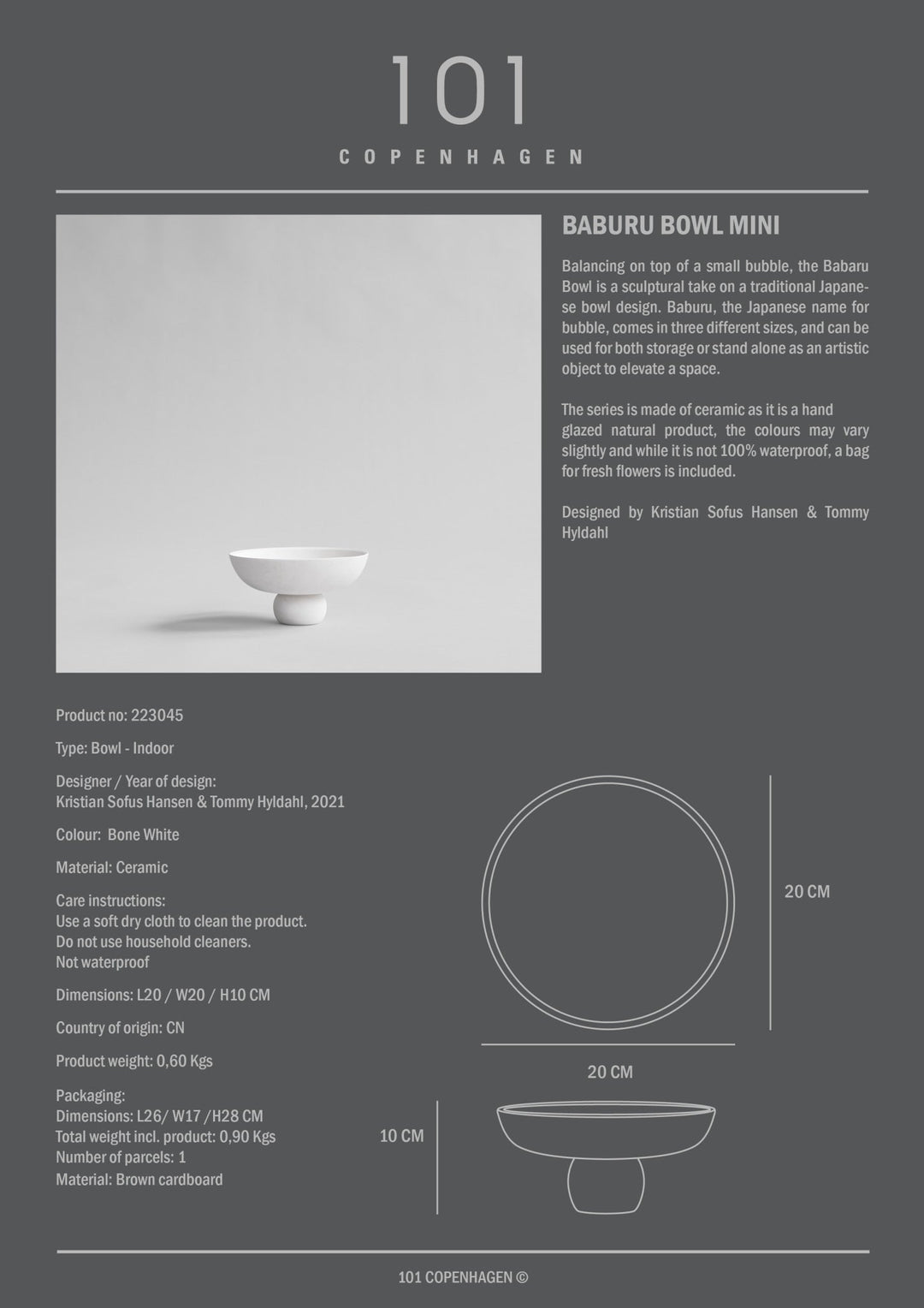 101 Copenhagen Baburu Bowl White - $70.00 - $295.00