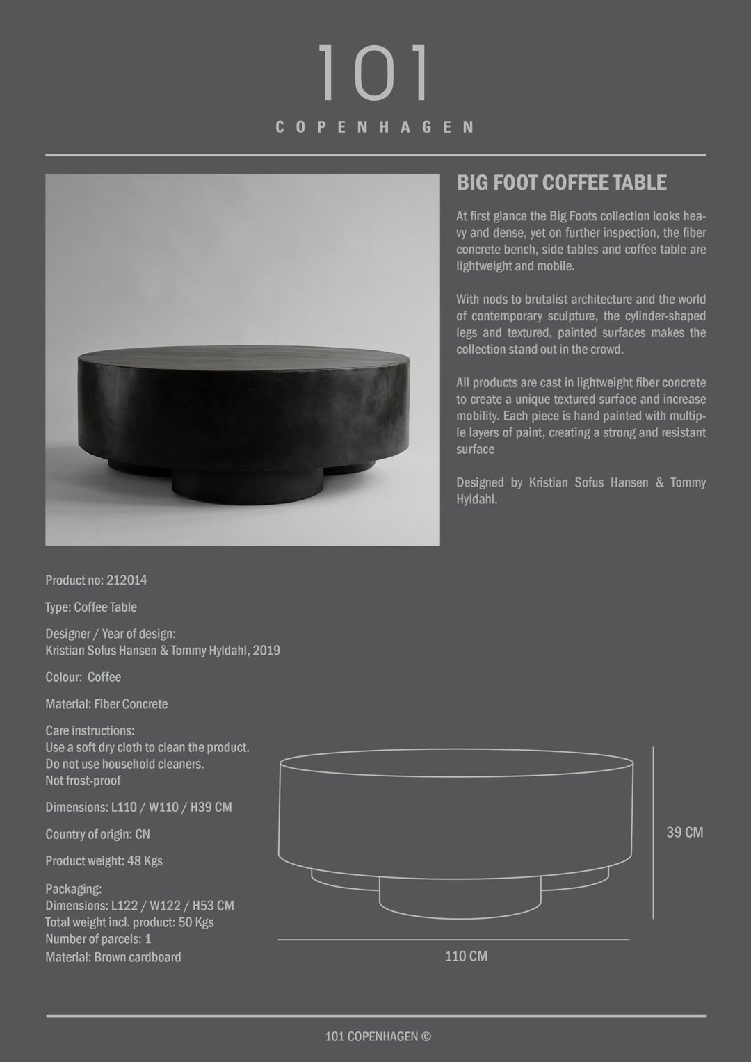 101 Copenhagen Big Foot Coffee Table - $2,495.00